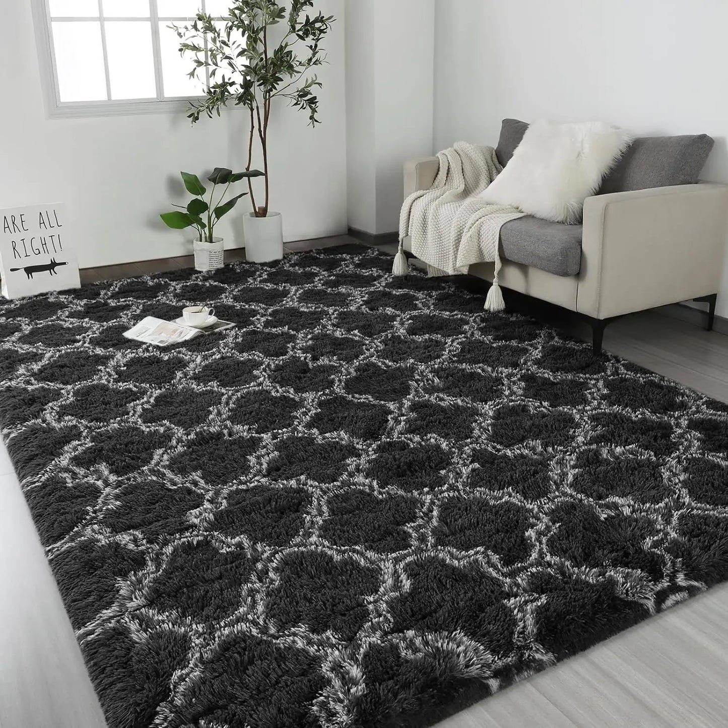 Large Shag Area Rugs Super Soft Plush Fluffy Carpets Non-Slip