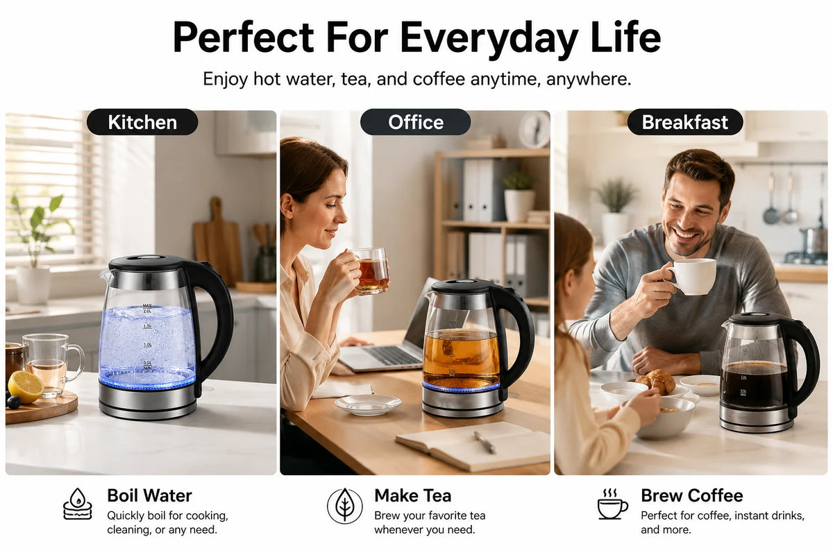 2L Glass Electric Kettle 110V/220V Double Layer Hot Water Boiler