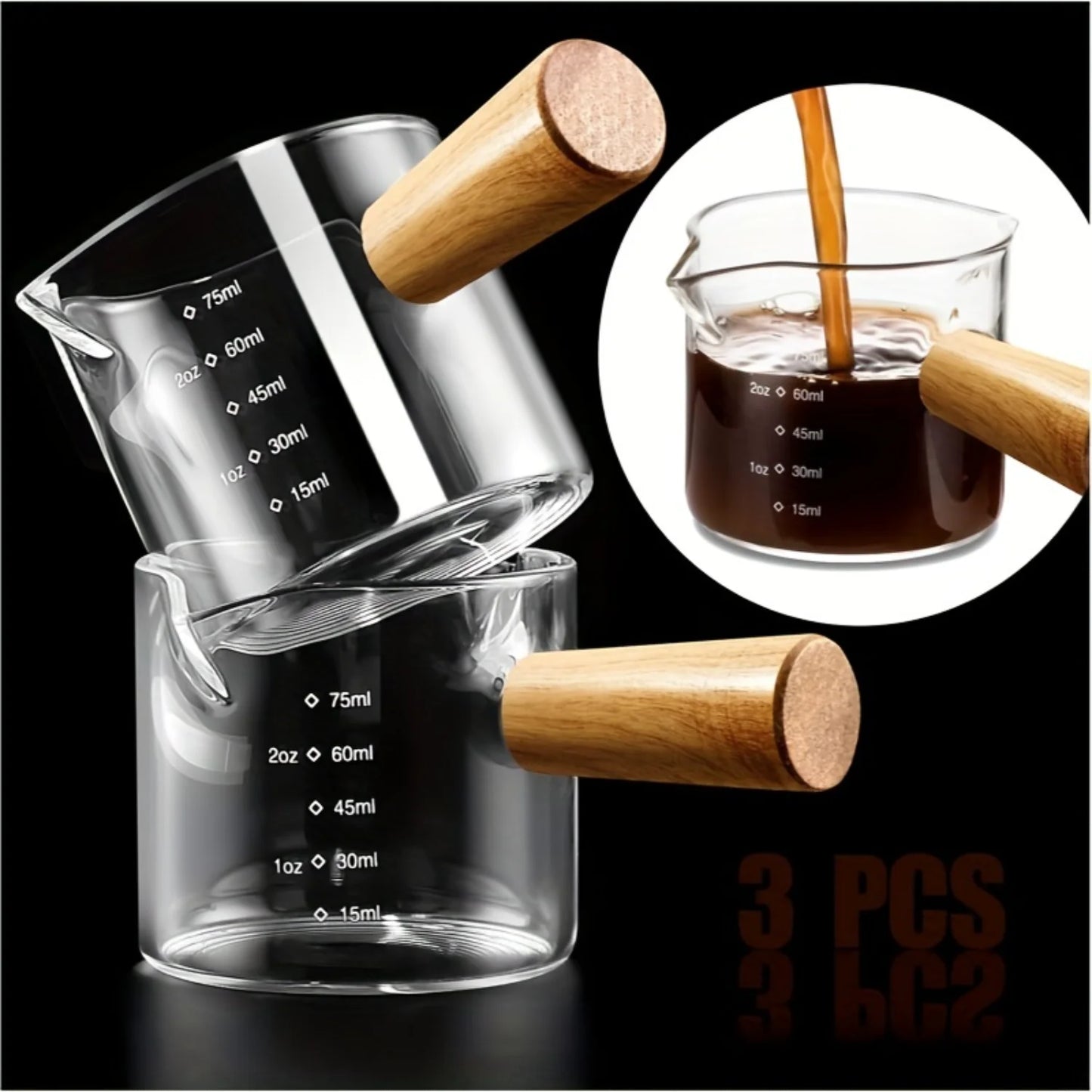 100ML Wooden Handle Milk Can, Cup for Espresso