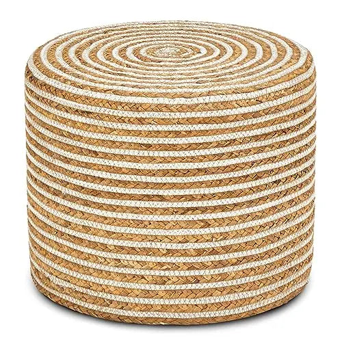 18'' Ottoman Pouf, Natural Braided Poof,