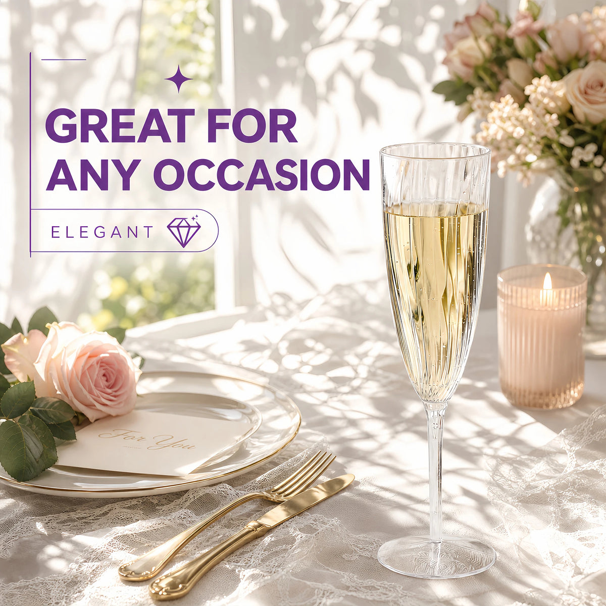 36 PCS Plastic Champagne Flutes, 6 oz Clear Disposable Wine Glasses