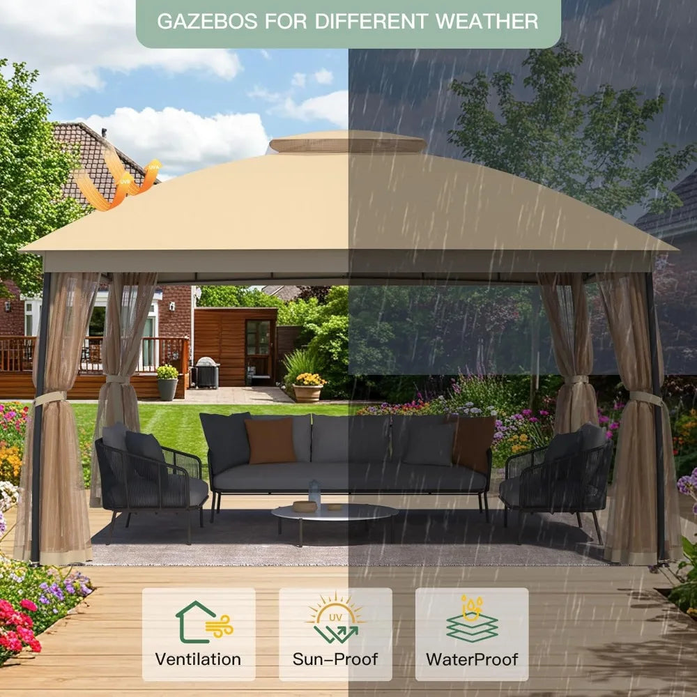 10 x 13 Gazebo, Metal Patio Gazebo Heavy Duty & Waterproof