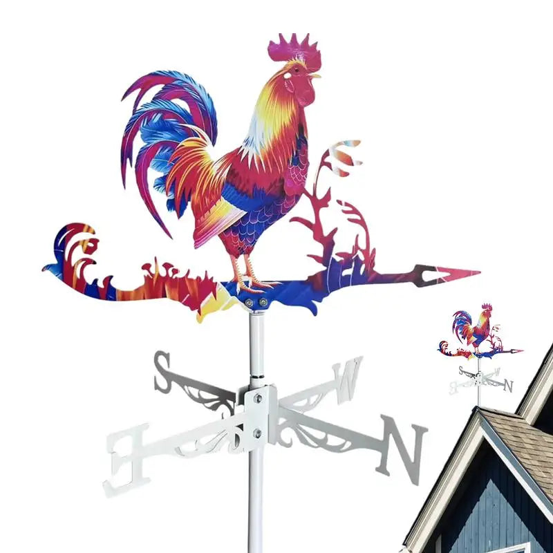 Wolf Rooster Weathervane Metal Weathervanes Wind Spinner