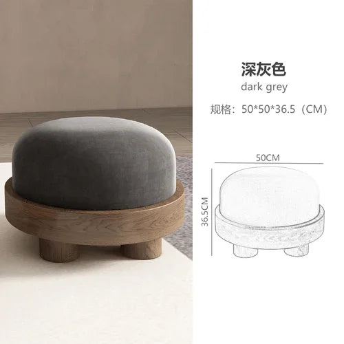 Pouf Furniture Stool Solid Wood Low Shoe Changing