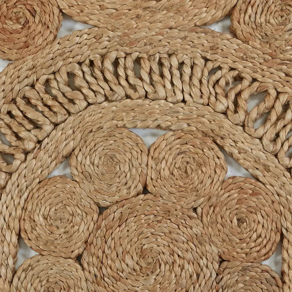 Natural Braided Jute Round Area Rug Handmade Indoor Carpet