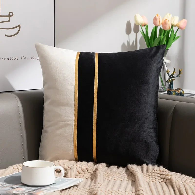 Cushion Cover Color Stitching Dutch Velvet Throw Pillow Case