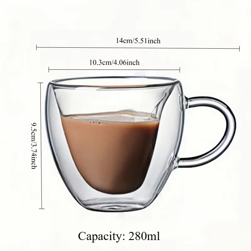 5 Sizes Double Wall Insulated Glass Cup Clear Espresso Coffee Mugs