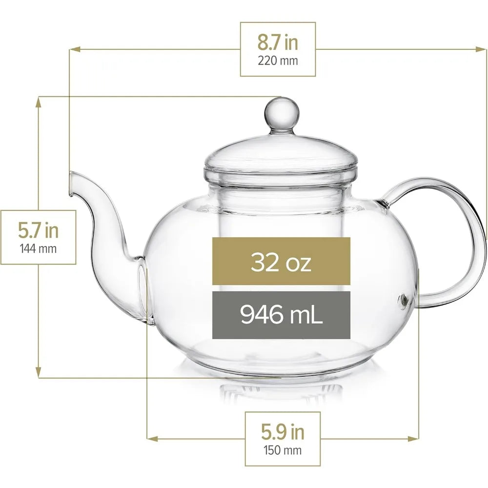 Pyrex teapot set, infuser 32 oz /946ml) four teacups