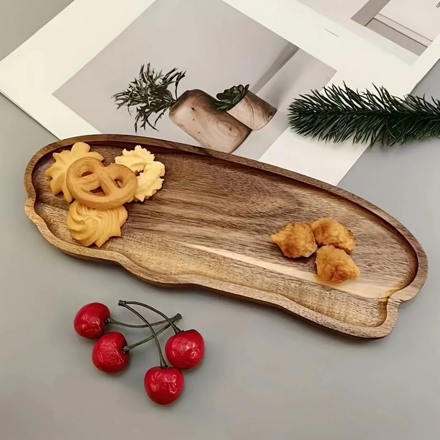 Japanese Style Acacia Wood Tray Rectangle