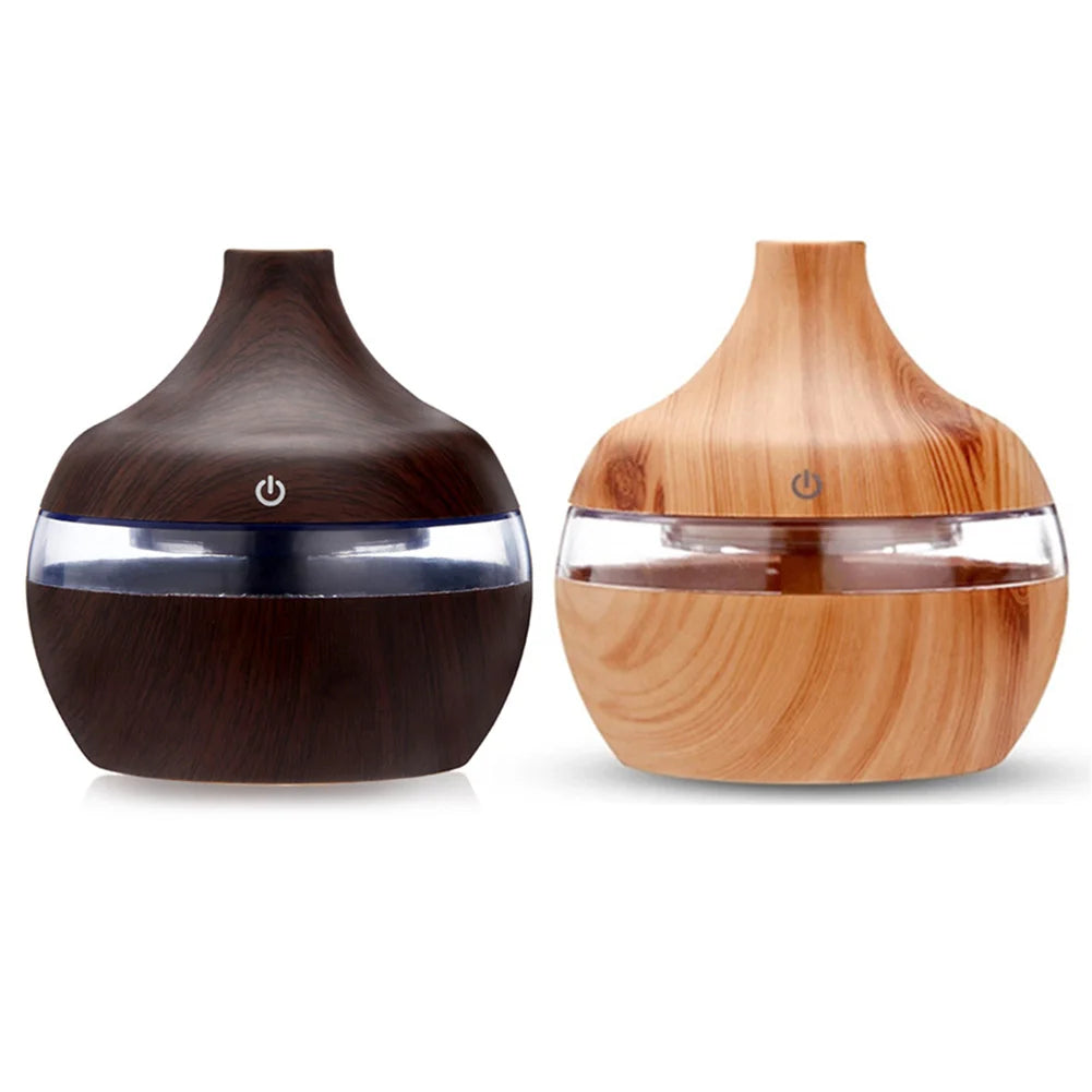 300mL Aroma Essential Oil Diffuser Wood Grain Air Humidifier