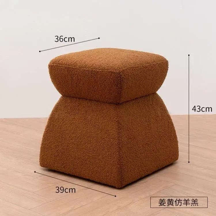 Nordic Ottoman Sitting Pouf Stool - Wooden Vanity Chair