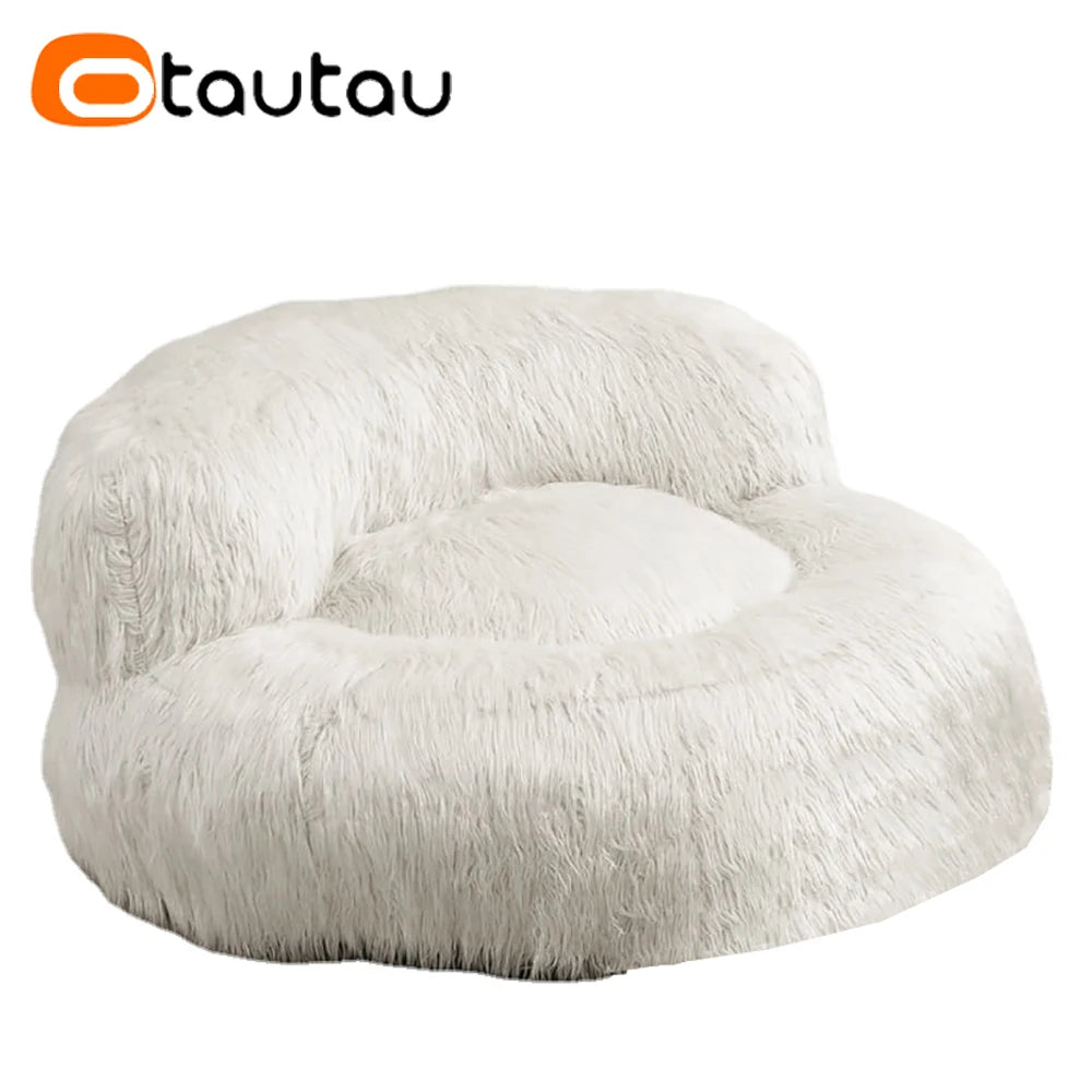 Faux Fur Bean Bag Chairs with Ottoman