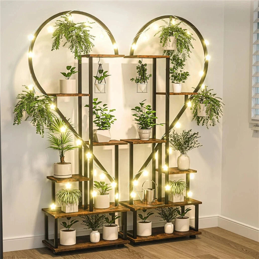 Plant Stand Half Heart Shaped Multiple Planter Rack