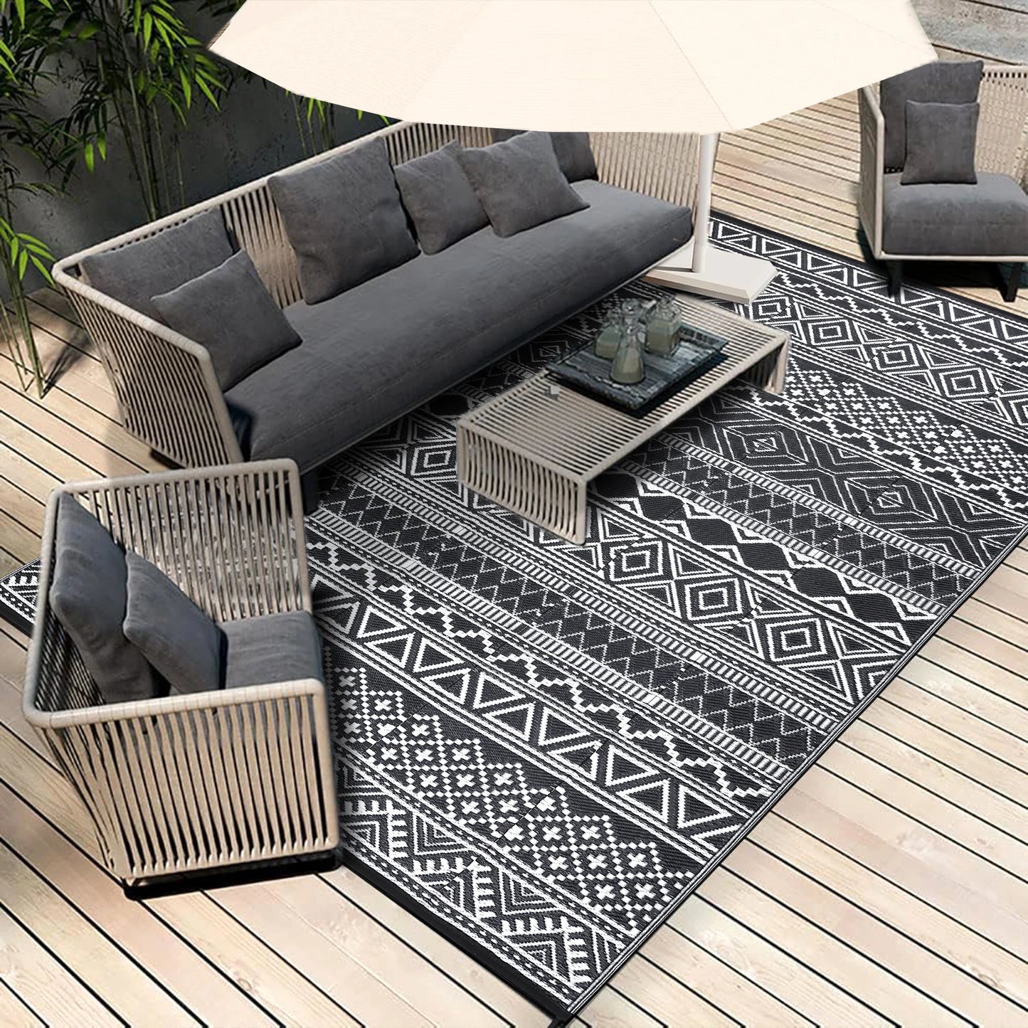 Outdoor Rug Waterproof Reversible Patio Rug Outside