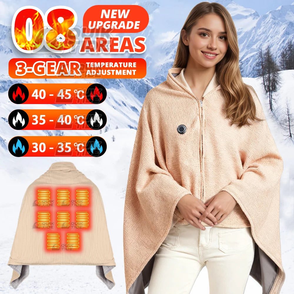 Winter Women Heated Shawl,with Smart Temp Control up to 45Celsius
