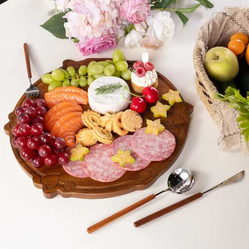 Round Wooden Charcuterie Board, Serving, 13.32 x 13.97 x 0.59 in