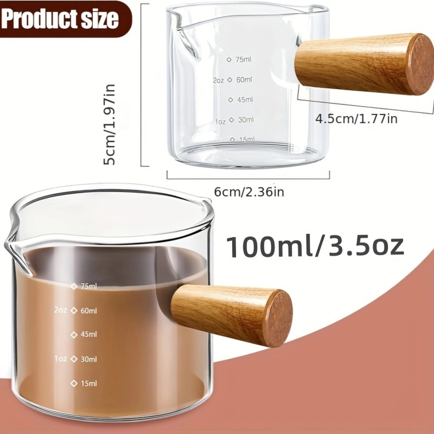 100ML Wooden Handle Milk Can, Cup for Espresso
