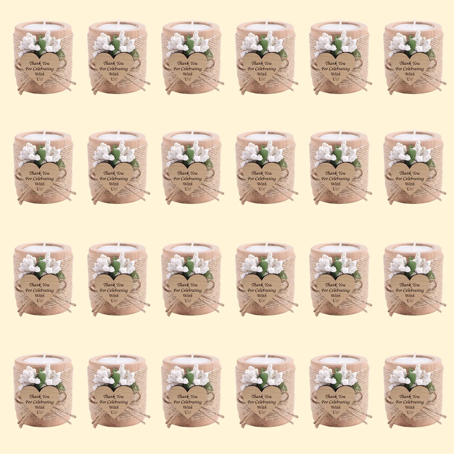 6/12/24PCS Guest Gift Candle Wooden Tealight Candle Holders