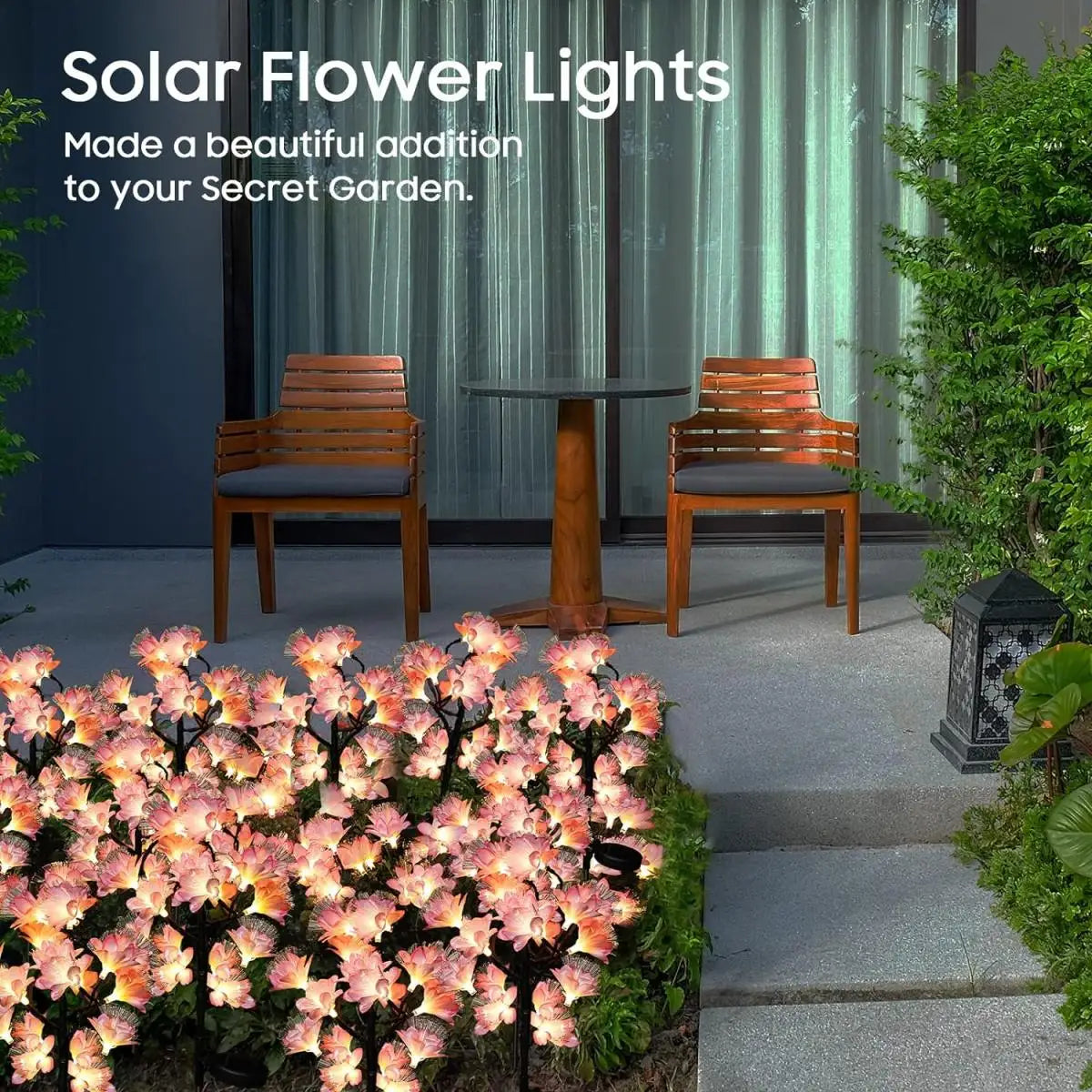 1/2 PCS 15 LED Camellia Flower Outdoor Solar