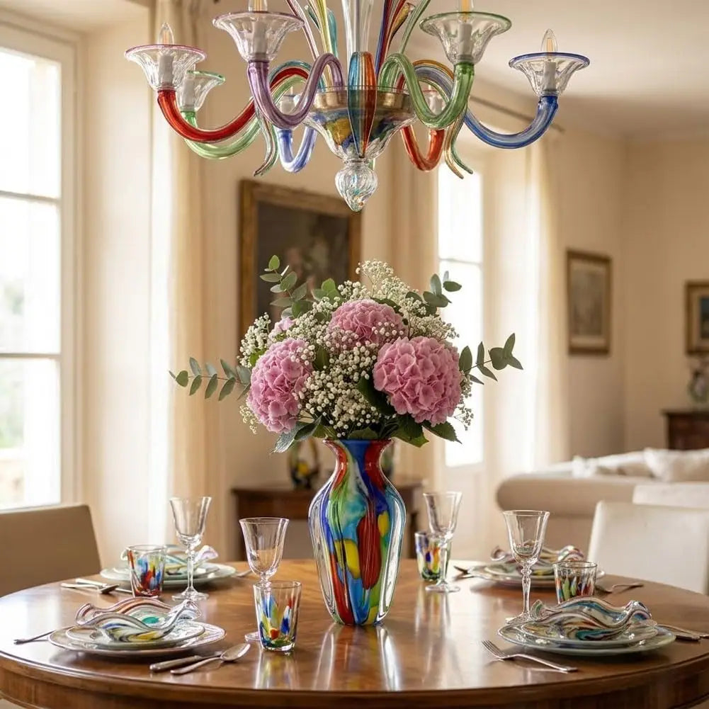 Hand Blown Glass Flower Vases Multicolor Glass Vases