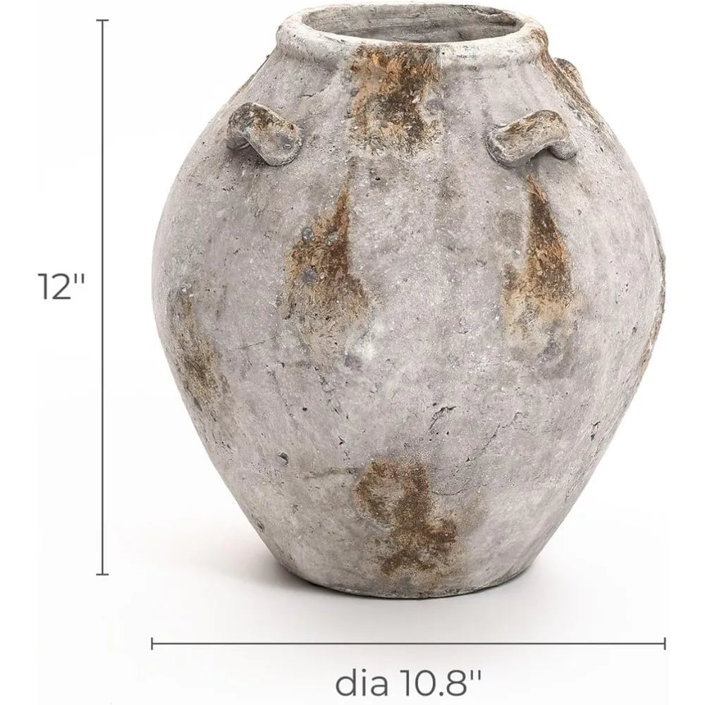 Ceramic Flower Vase12'' Mottled Brown and White Vase