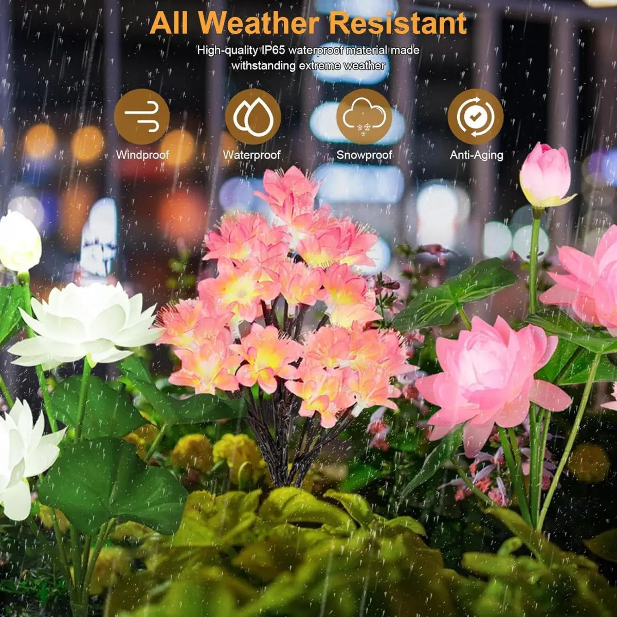 1/2 PCS 15 LED Camellia Flower Outdoor Solar