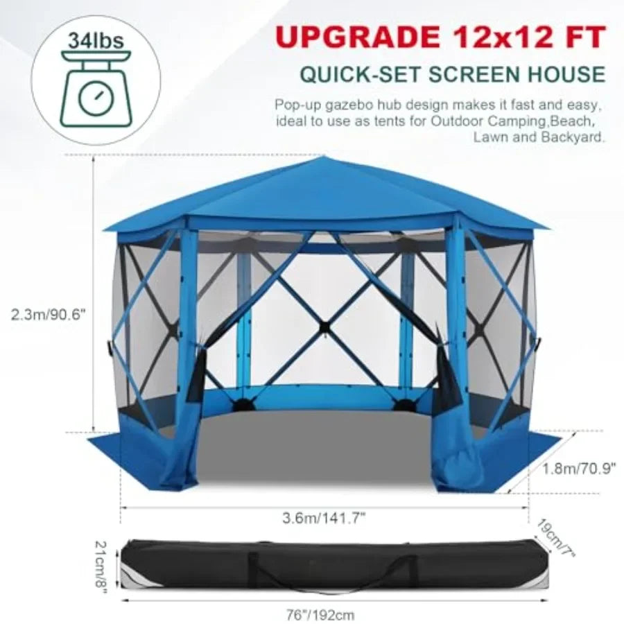 12x12 FT Pop Up Tent Gazebos On Clearance with Removable Roof