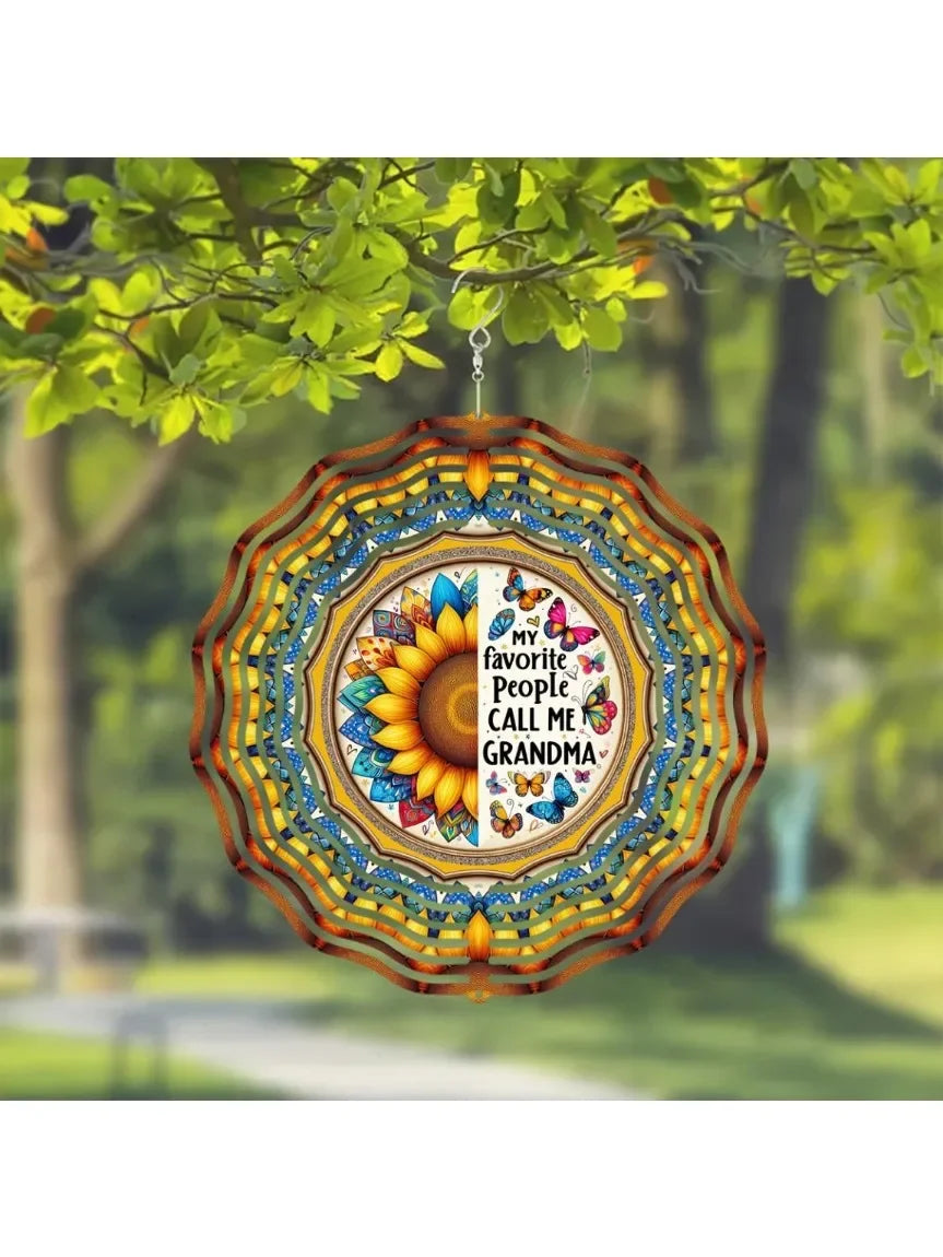 2D Floral Butterfly Metal Wind Chime (360° Hook,)