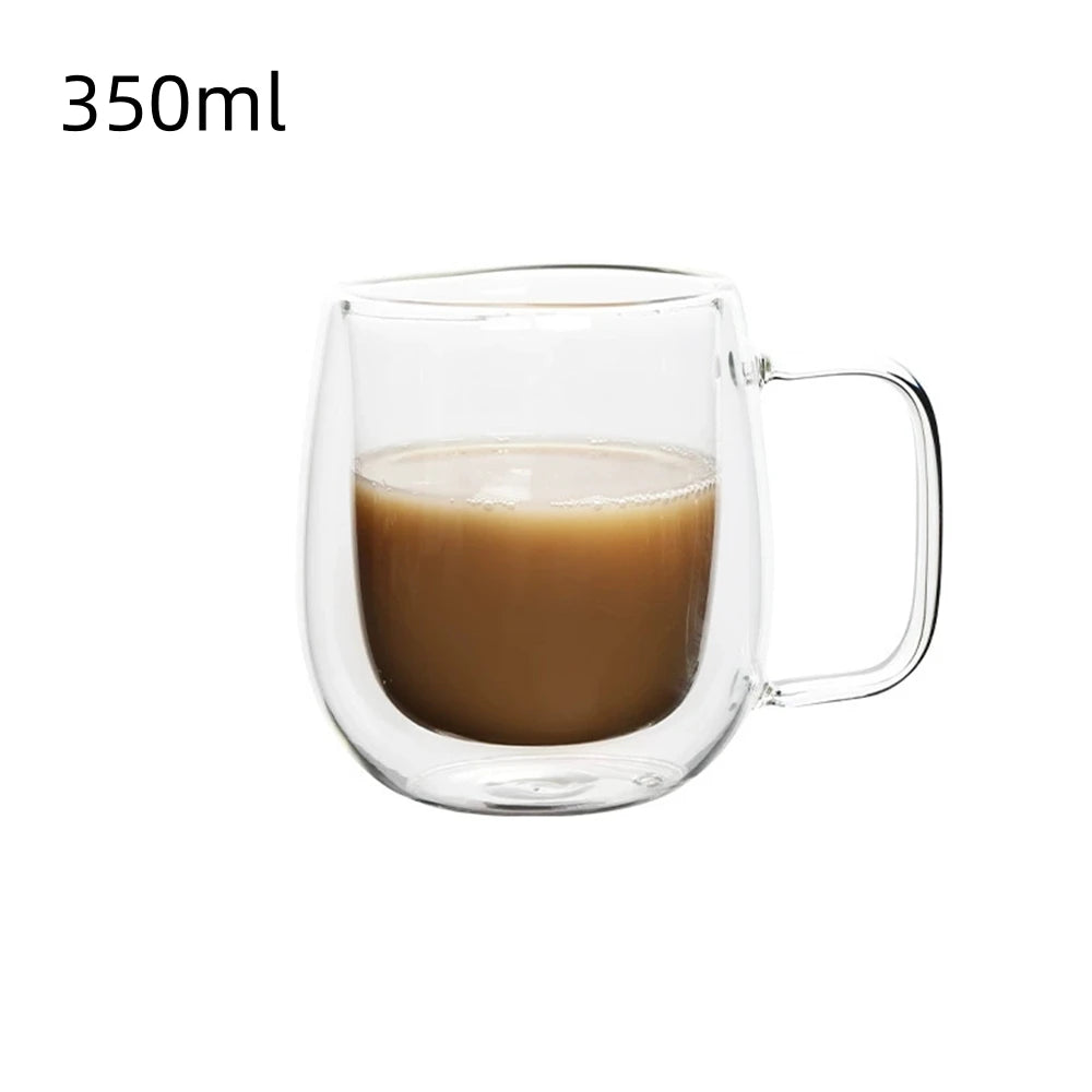 1pc Double Wall Glass Coffee Cup with Handle 150-350ml