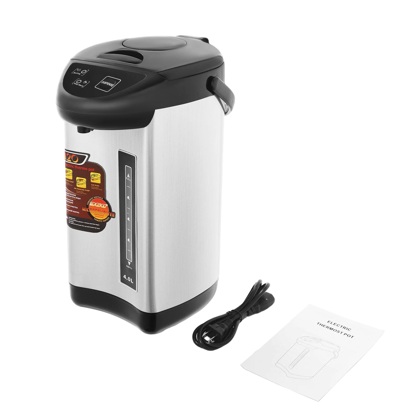 Electric Kettle, 4L 110V Stainless Steel 750W Fast Heating, 24-Hour Keep Warm