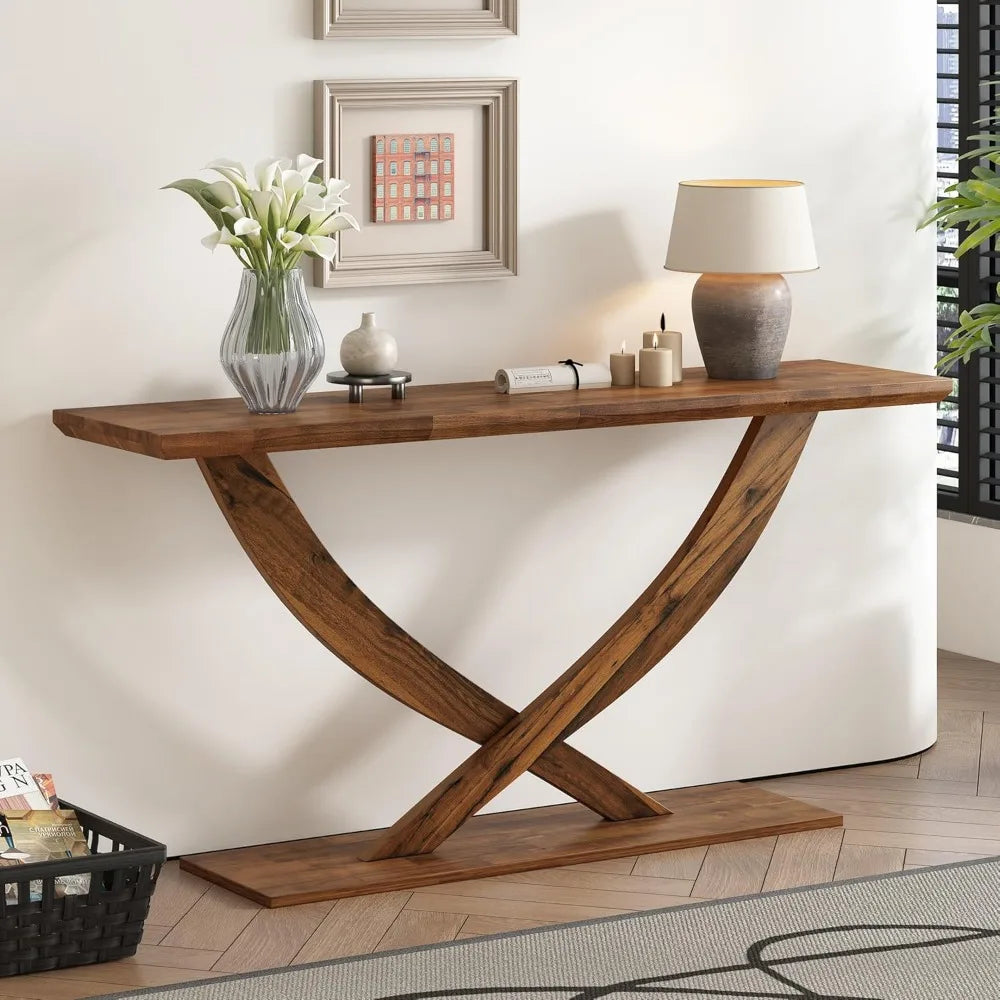 57" Console Table with Cross-Leg Design
