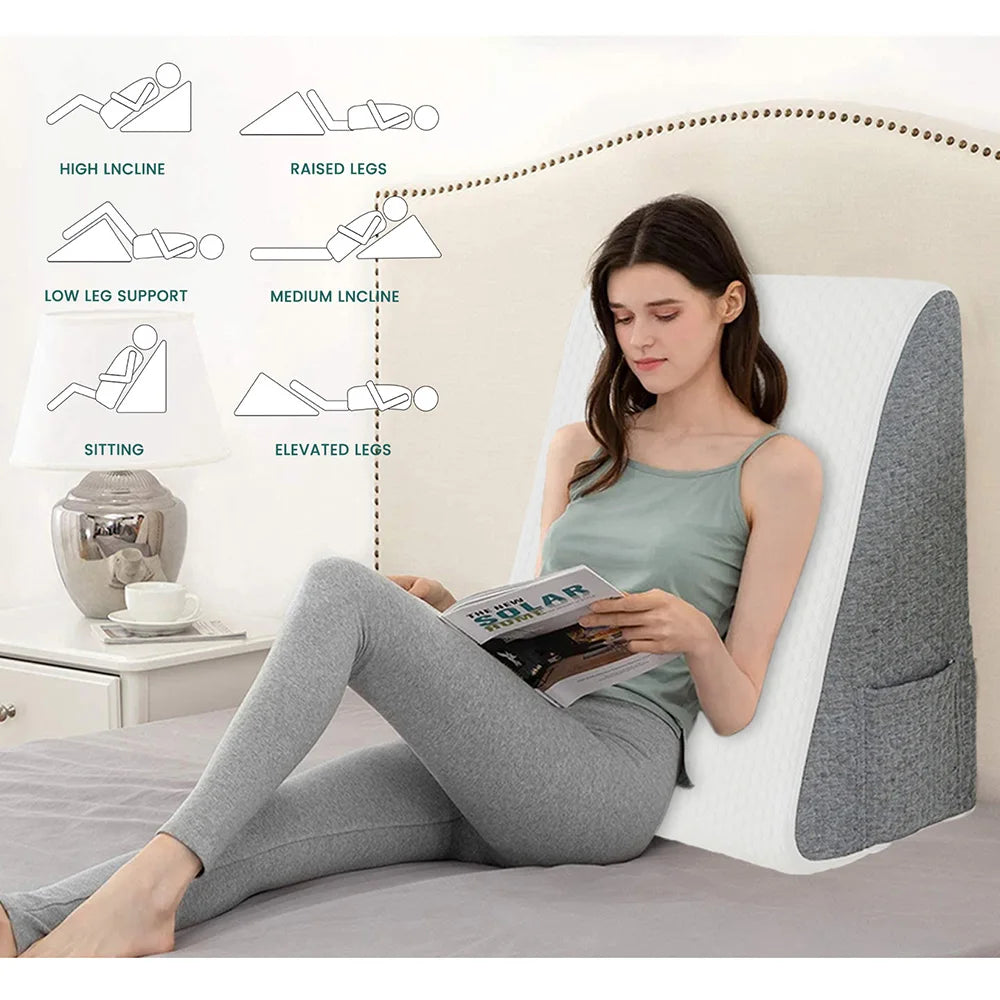 Bed Wedge Pillow for Sleeping, Soft Memory Foam Top
