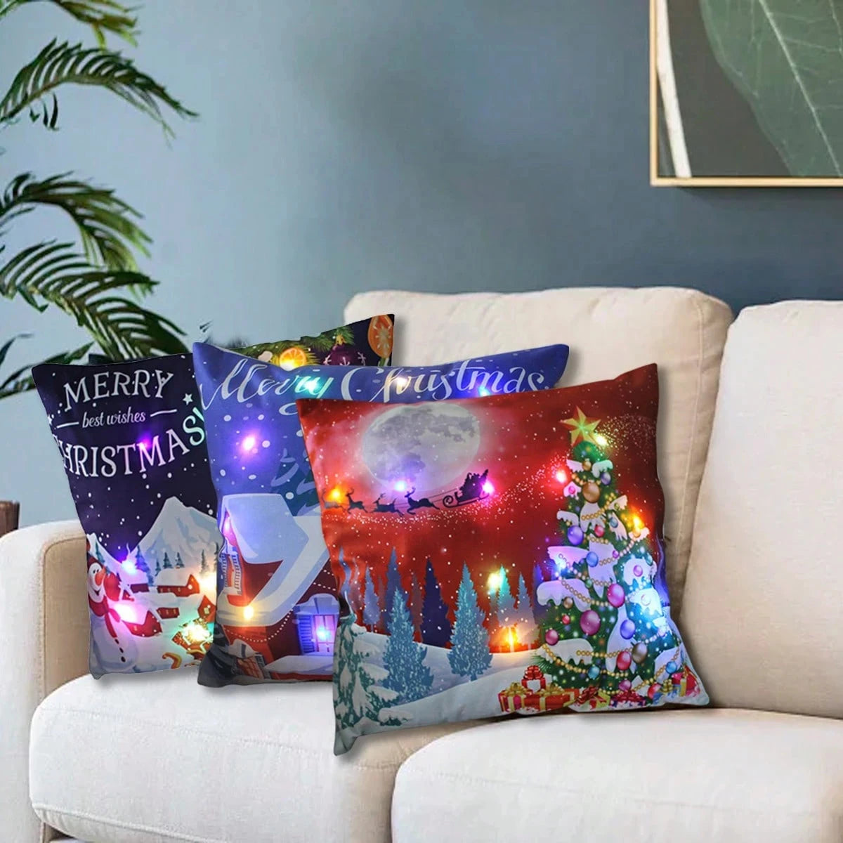 Multi-Color Led Light-Up Pillow, Christmas Decoration Super Soft Plush Pillow