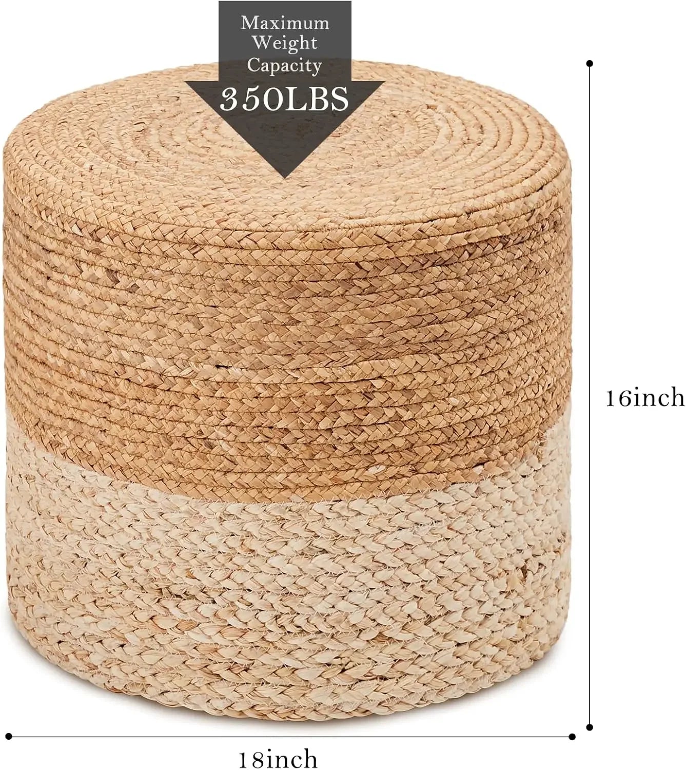 Round Pouf Ottoman Natural Seagrass Pouf Footrest