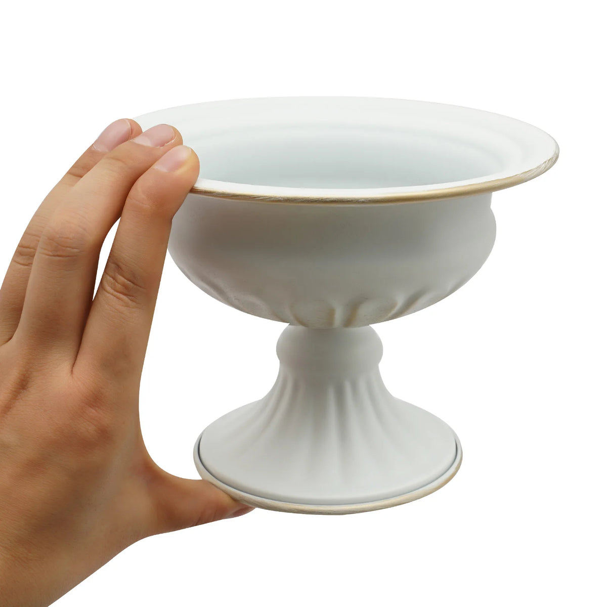 Table Flower Vase White Gold Hourglass Flared Shape 10Pcs