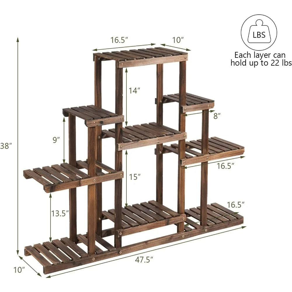 Wood Flower Stand, Shelf Holder Freestanding Plant Rack