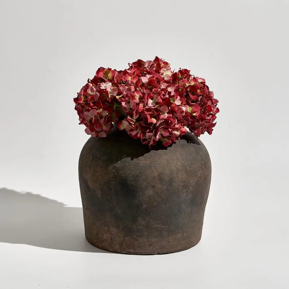 Eleventh-Inch Zen-Inspired Brown Ceramic Vase