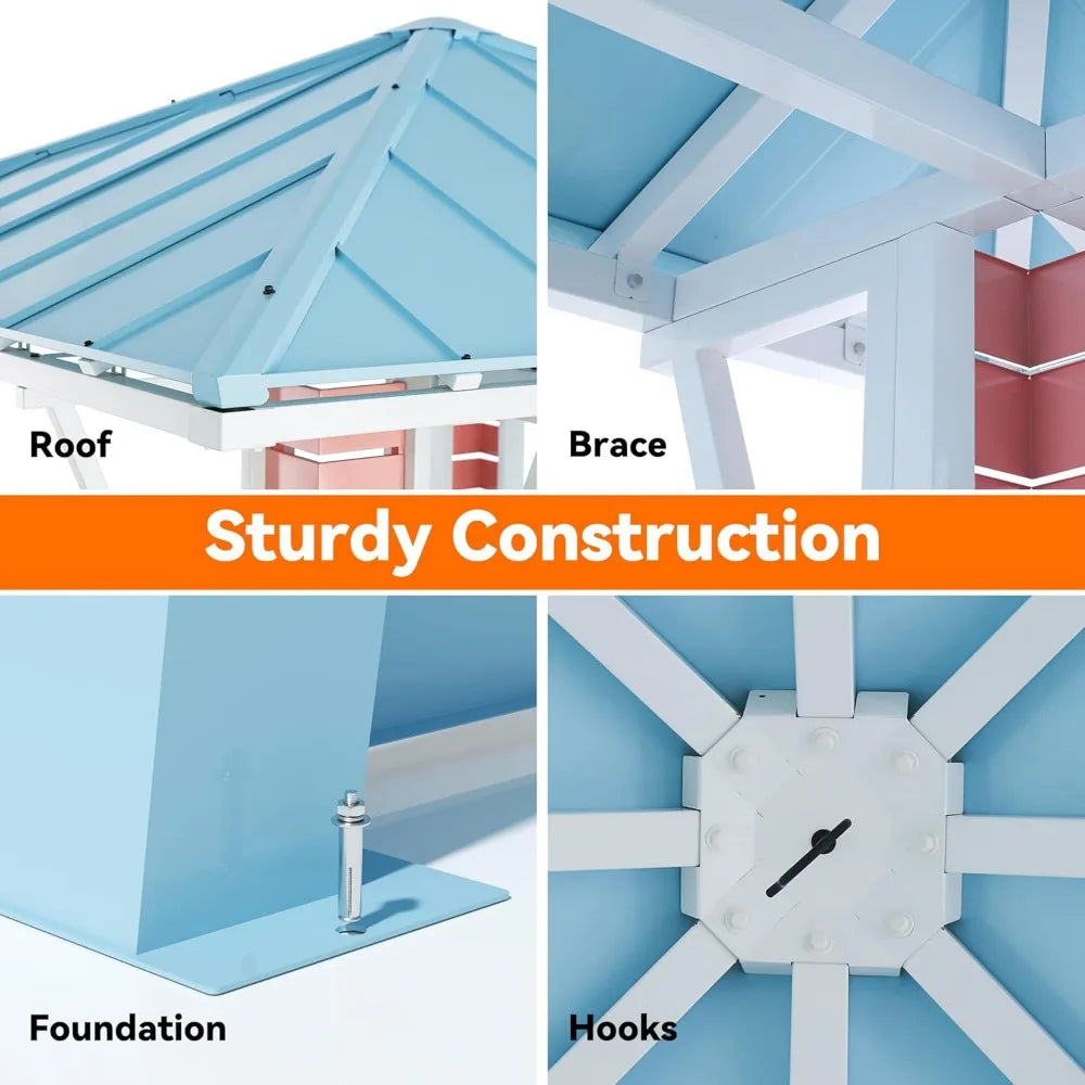 Outdoor Bar, Grill Gazebo with USB Charging Socket and Hooks
