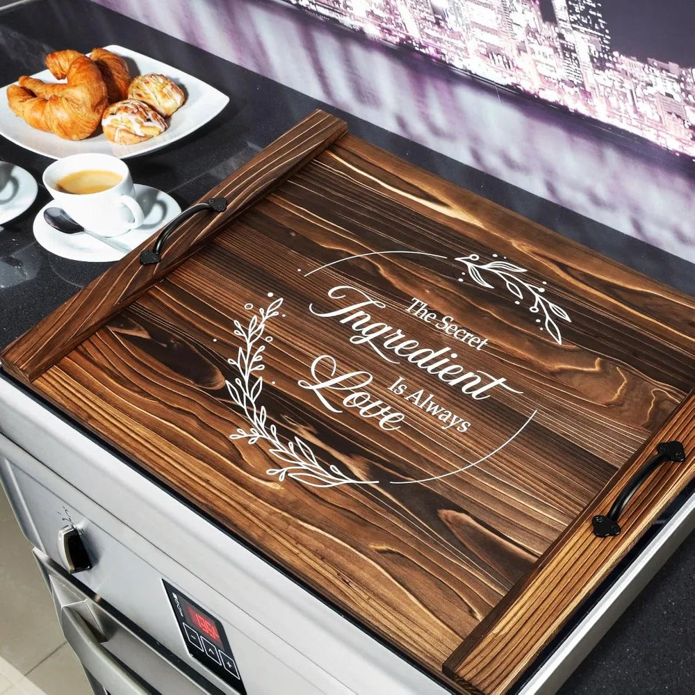 Stove Wooden Cover Stove Top Cutting Board with Handles 27.5 X 21.6