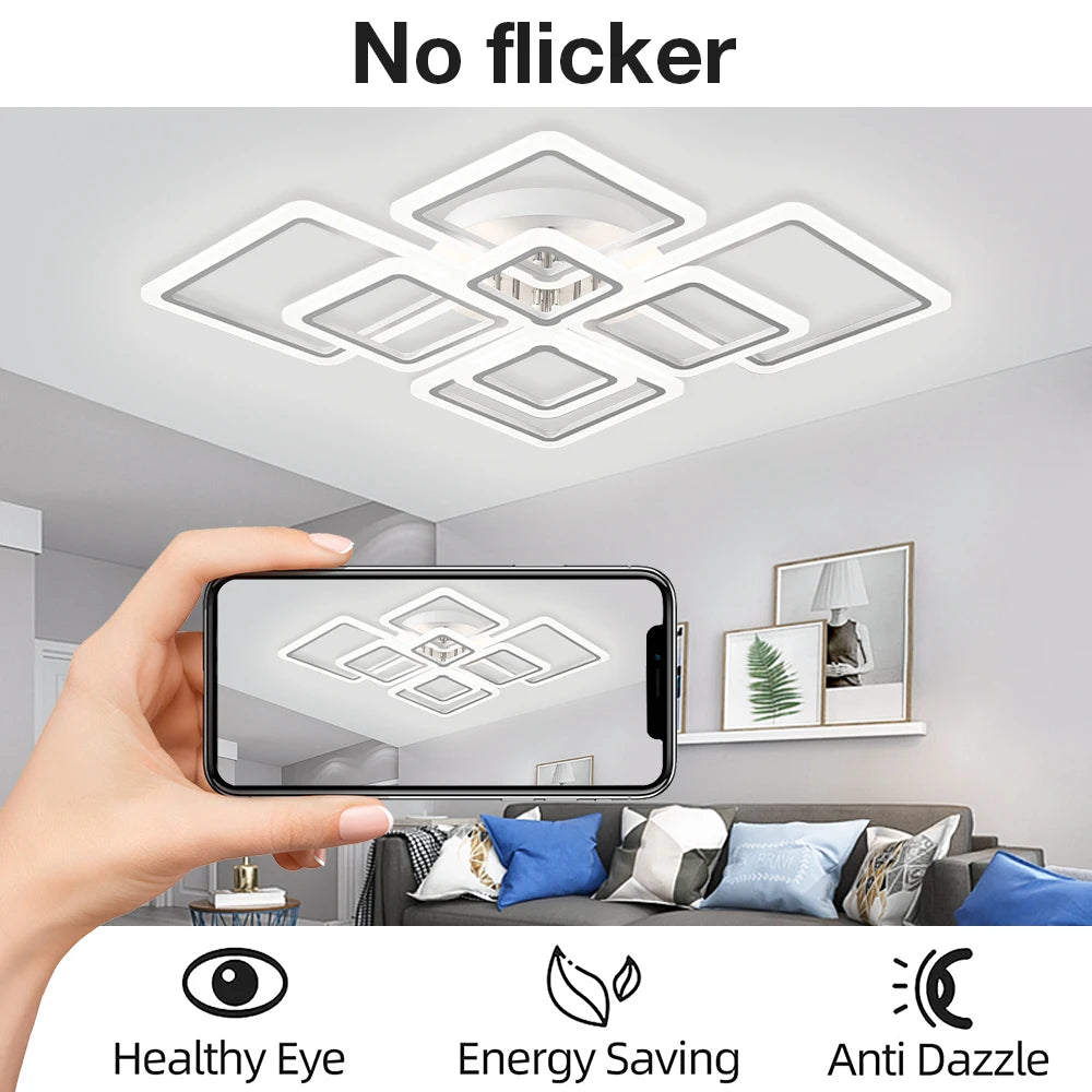 Modern LED Ceiling Light Acrylic square Dimmable Smart Ceiling Pendant Lamp Living Room Lights For Bedroom Dining Room Luminaire