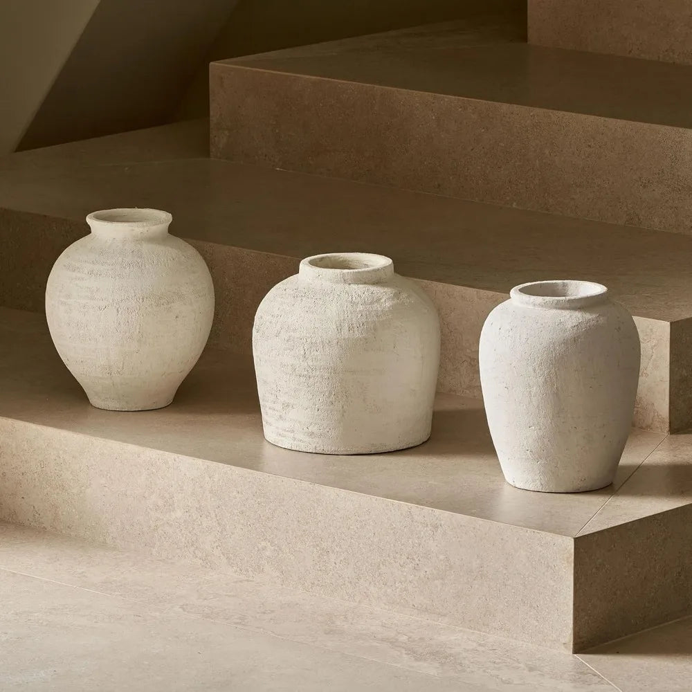 Large White Ceramic Zen Vase, 11 Tall Rustic Style