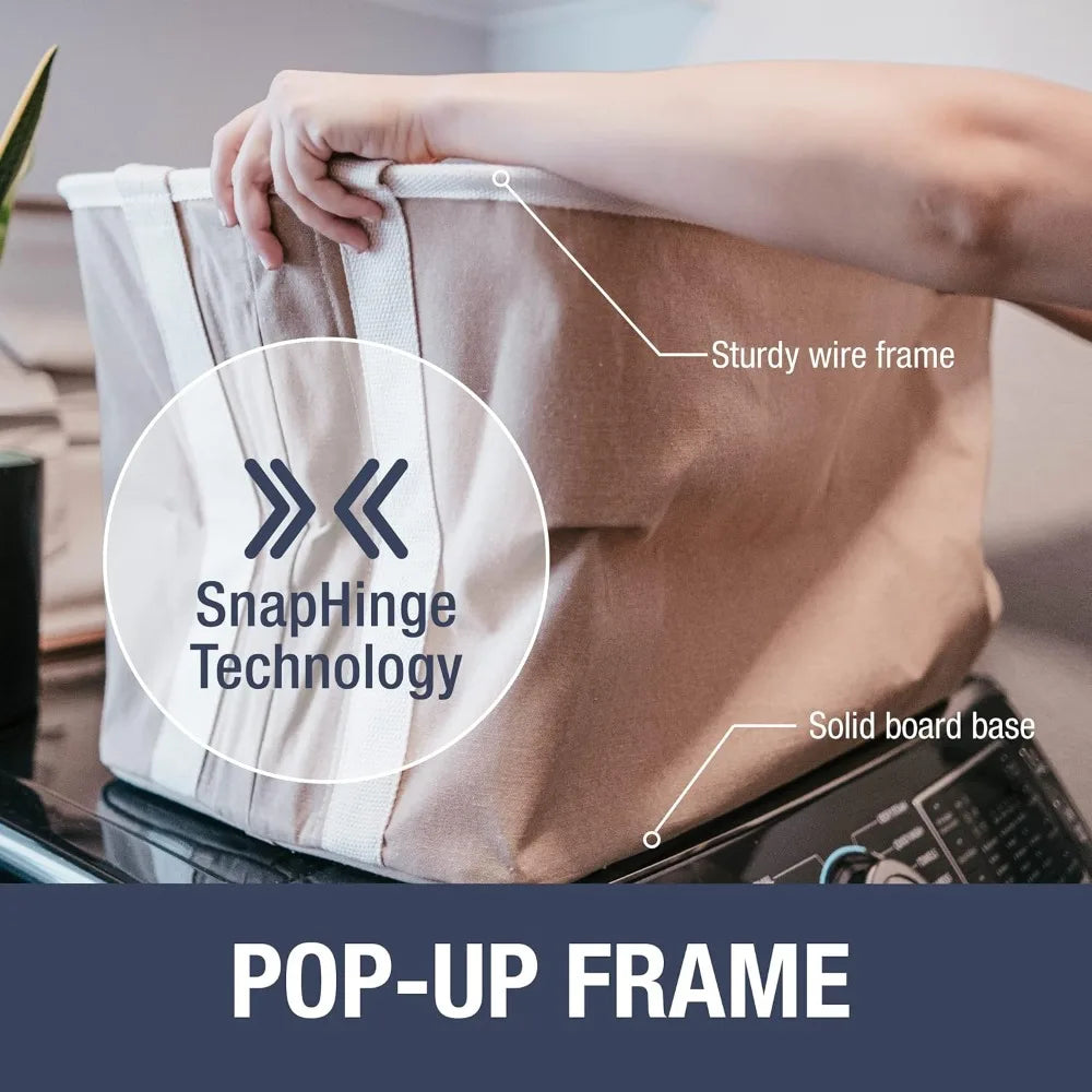 Collapsible Laundry Basket Hamper - LUXE Cream 2Pack 60L