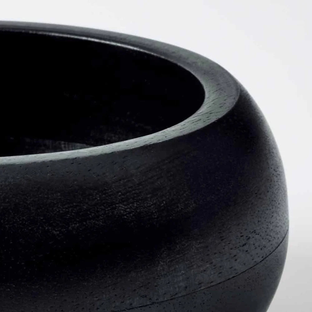 Premium Black Wood Serving Bowl Durable Easy to Clean