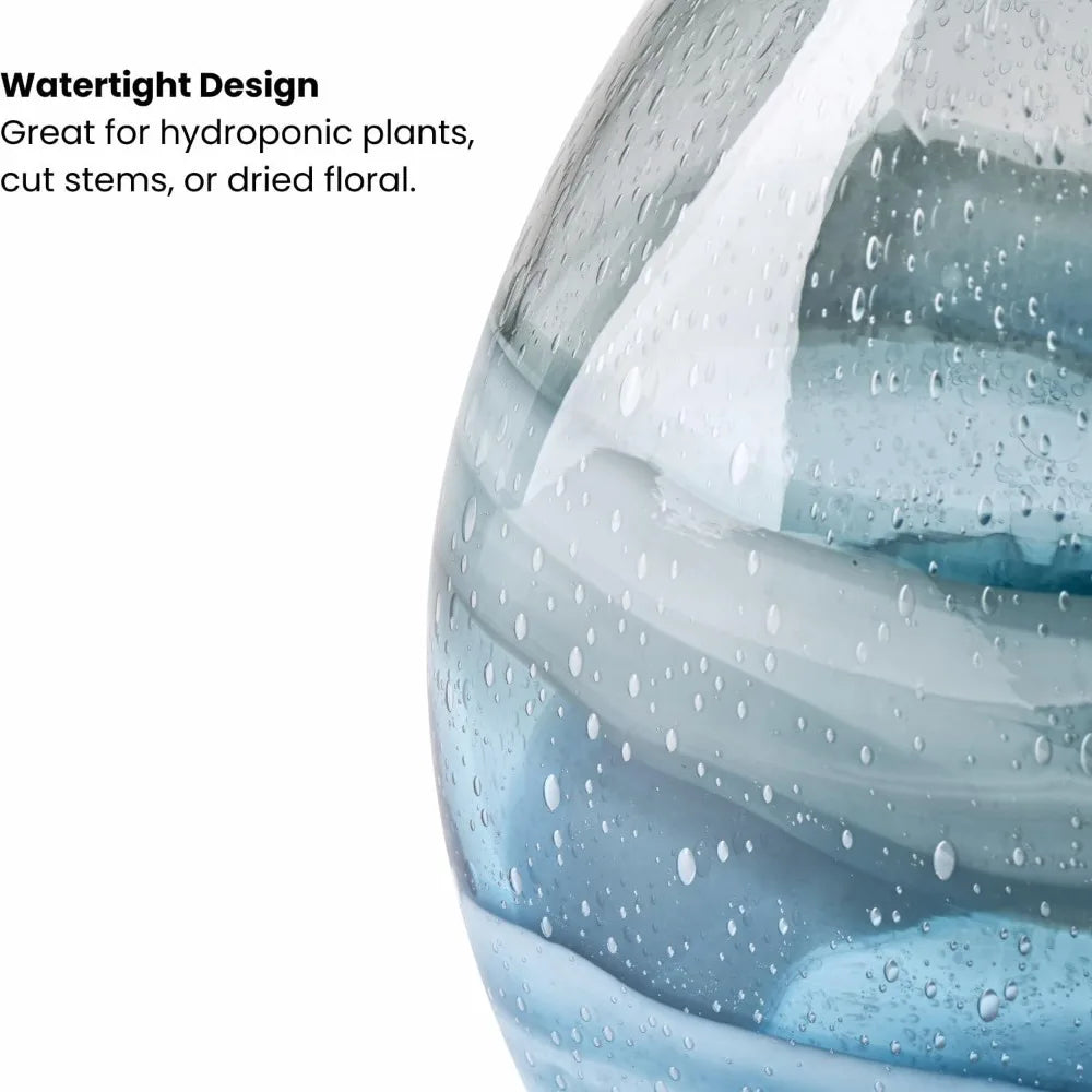 Glass Vase - 14 Tall Large Blue Glass Vase