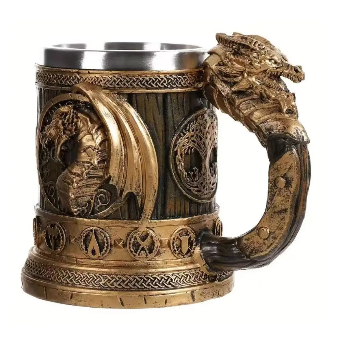 Stainless Steel Beer Cup 3D Retro Dragon Head Mug