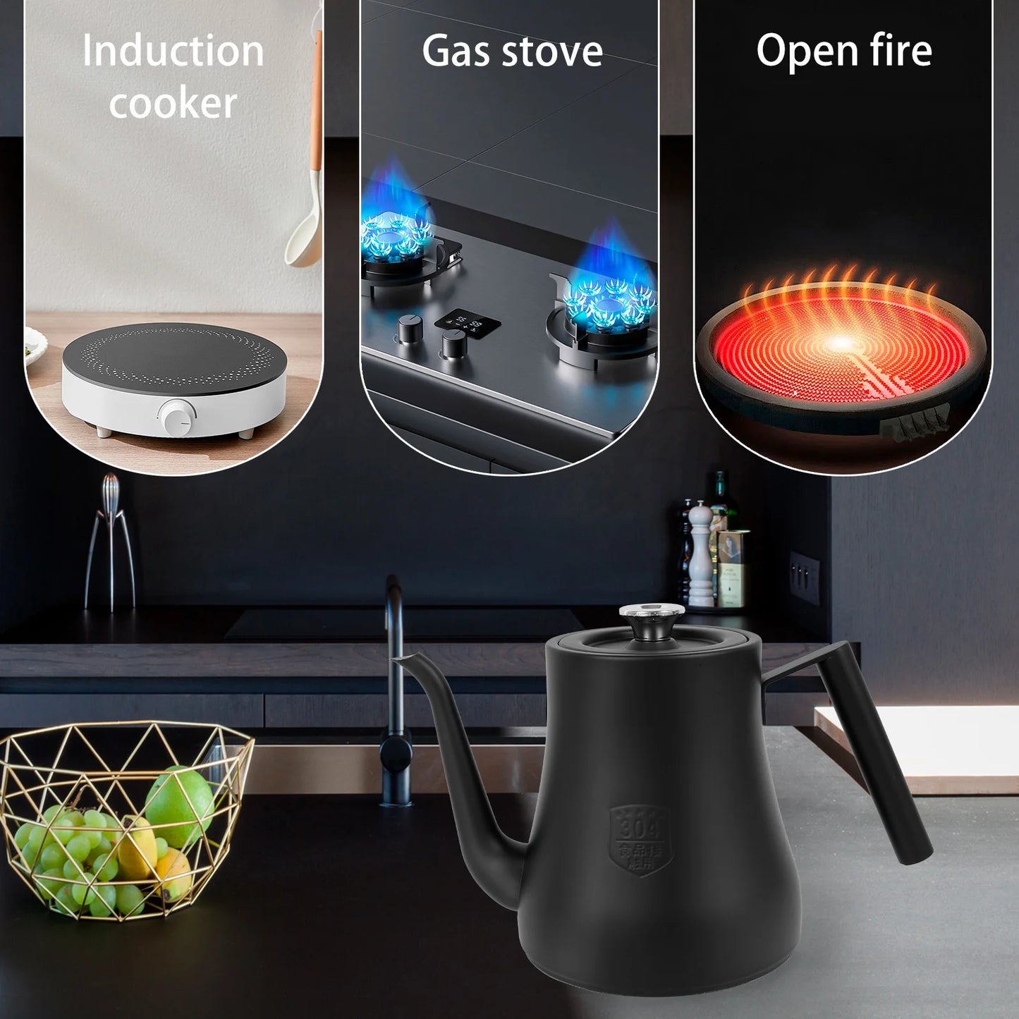 2L Stainless Kettle Tea Pot - Infuser Coffee Water Kettle