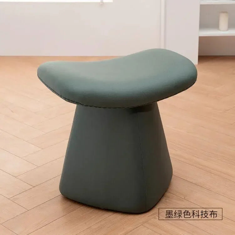 Nordic Ottoman Sitting Pouf Stool - Wooden Vanity Chair