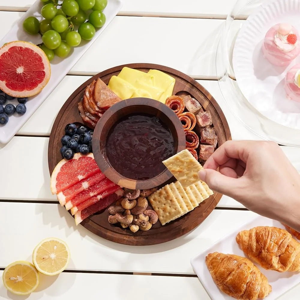 2-in-1 Wooden Glass Cake stand Dome Lid Charcuterie Board