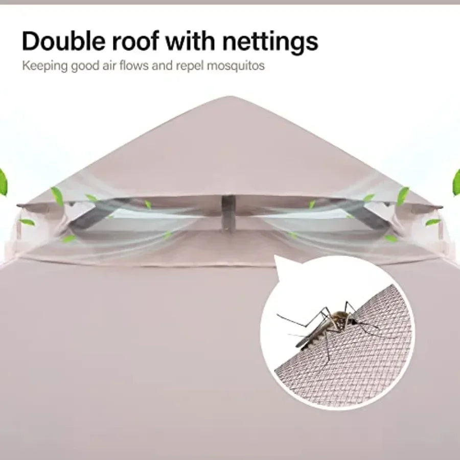 Gazebo Heavy Duty with Double Roofs Mosquito Nettings