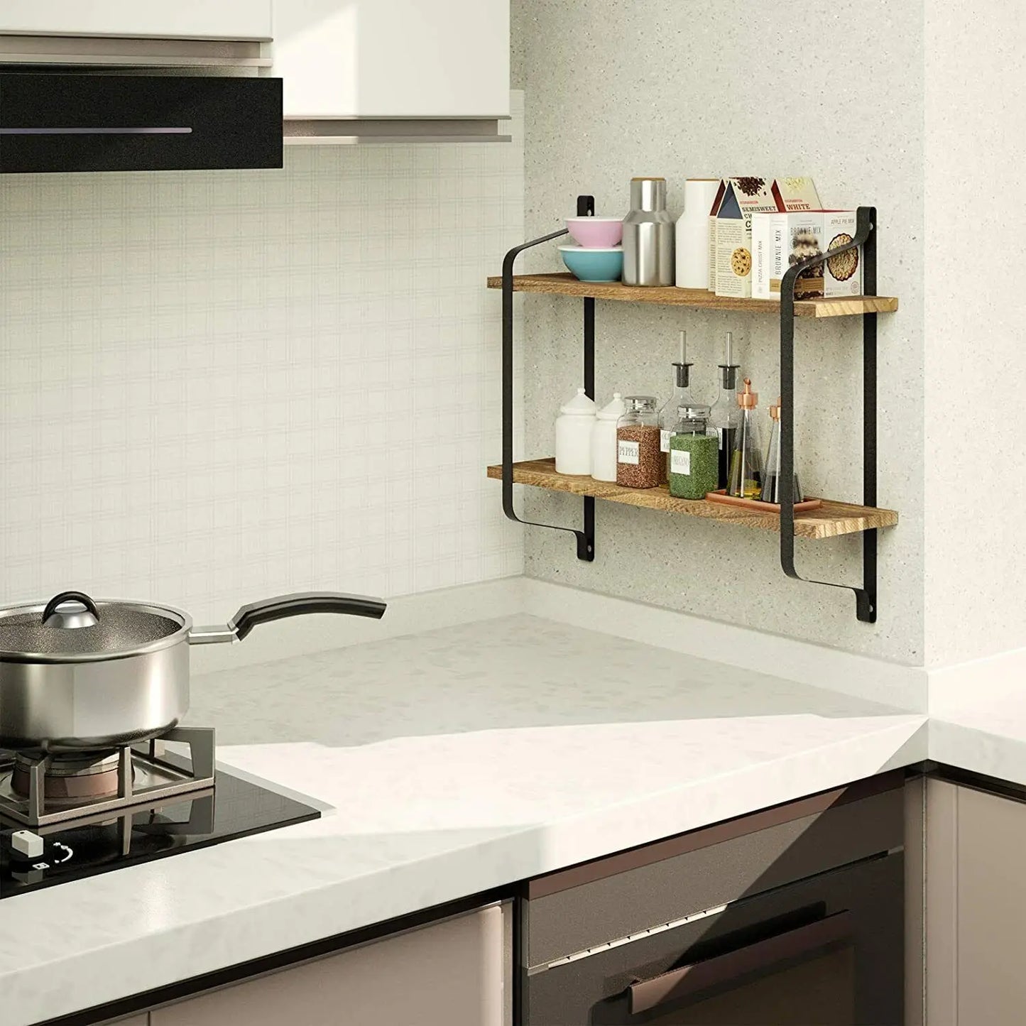 Wall Mounted Rack Display Wood Wall Shelves Rustic 2-Tier